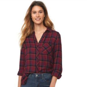 Beachlunchlounge Charley plaid red button up holiday Christmas flannel